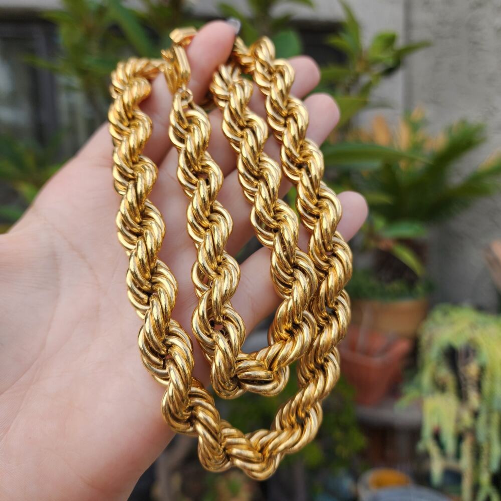 Vtg Givenchy Necklace Chunky Rope Dookie Chain 80s 90s Gold Plate Monogram Clasp - Picture 17 of 17